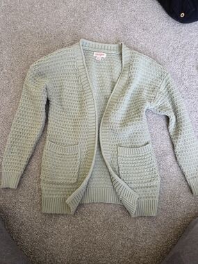 Cat & Jack Light Sage Open-Front Knit Cardigan